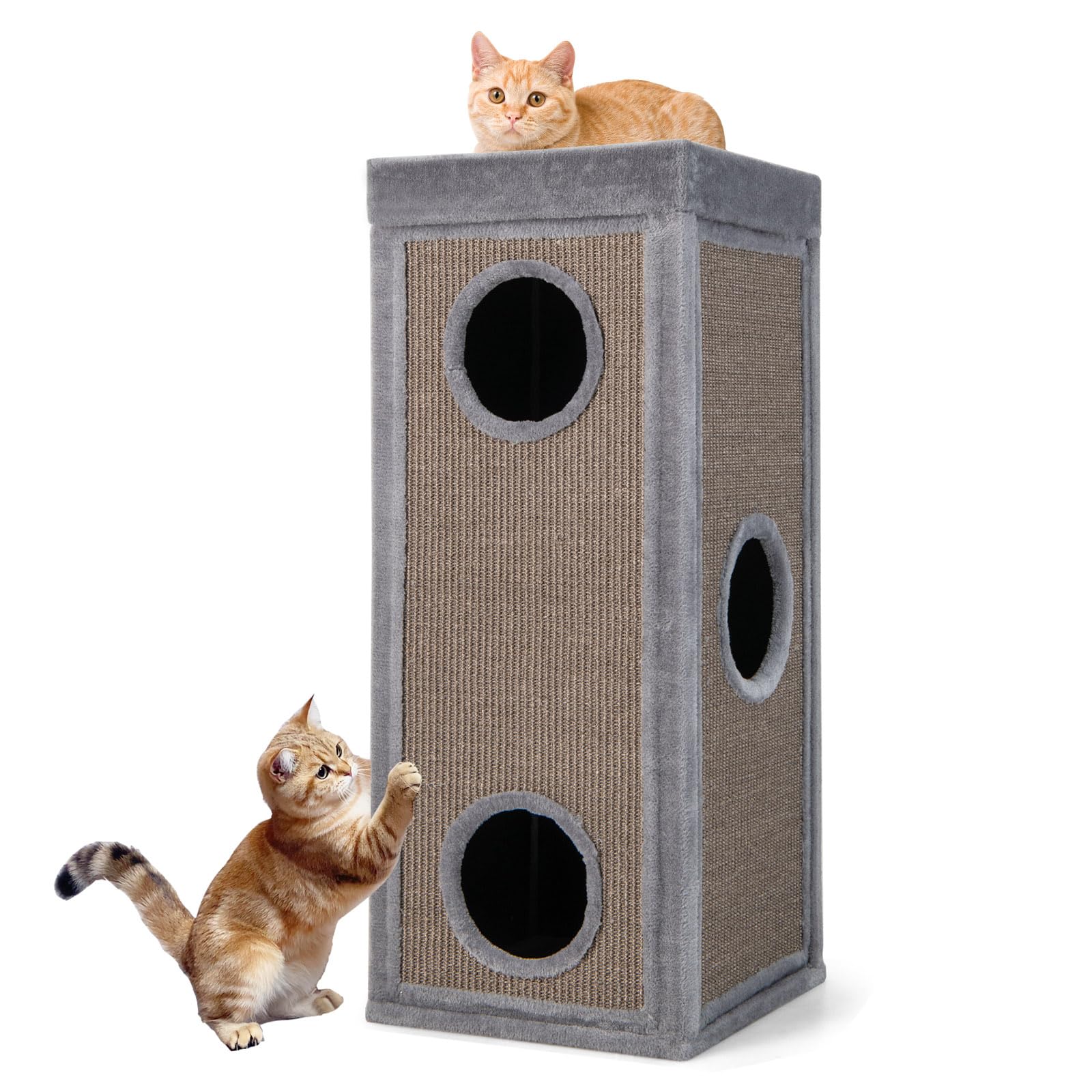 Tangkula Arbre à Chat 4 Étages, 99 cm Maison pour Chat Multi-Niveaux avec Griffoir en Sisal